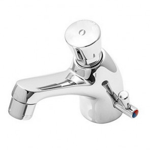 SELF CLOSING BASIN MIXER BASIC SERIES FLEXIBLE AND NON-RETURN VALVES INCLUDED, FLOW TIME 8±12 sec MNL Model ARES002B