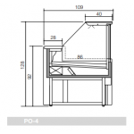 Refrigerated food counter ideal for cold cuts cheese and gastronomy Zoin Model Porthos PO150PSVG Straight glass opening upwards Ventilated refrigeration Without reserve cell Built-in group