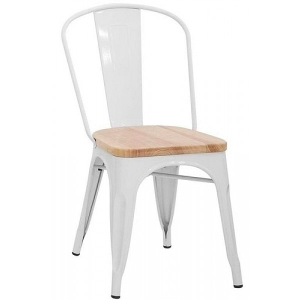 Stackable indoor chair TESR Powder coated metal frame Wood seat Model 978-EM53W