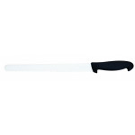 Bread Knife Tempered AISI 420 stainless steel blade with conical sharpening, satin finish.  Handle in rubberized non-toxic material, anti-slip and dishwasher safe. Model CLE12
