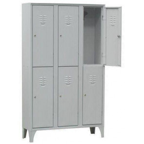 Overlapped changing room locker FAS made of steel sheet Thickness 6/10 N.6 Compartments N.6 Hinged doors Card holder Coat-hanger Model H105K1803B