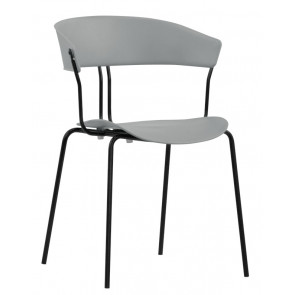 Stackable indoor chair TESR Powder coated metal frame, seat and backrest in polypropylene Model 1902-RD01