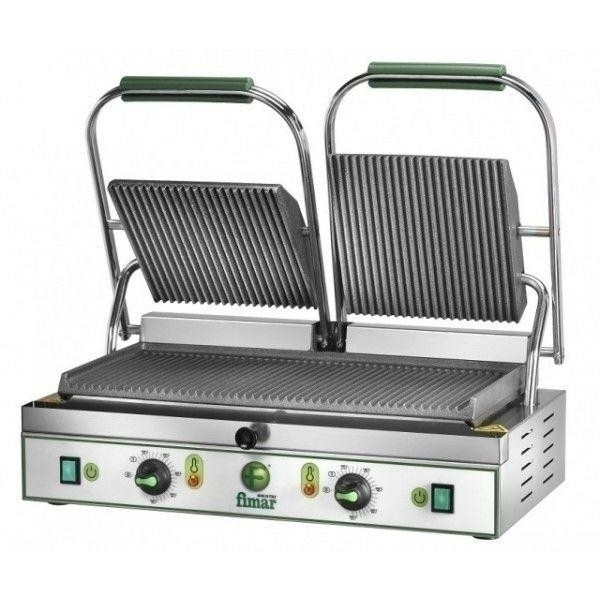 Electric panini grill Model PE50NM Double plate Smooth/Striped Sandblasted cast iron lower surface