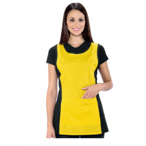 Lady Papeete apron 65% Polyester 35% Cotton Black and Yellow Model 013028