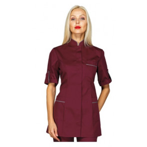 Woman Antigua blouse  SHORT SLEEVE 65% Polyester 35% Cotton BORDEAUX + GREY Avaible in different sizes Model 003003M