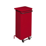 Metal mobile waste bin with pedal - Waste bin MDL red epoxy coating CONTICOLOR Model 791227