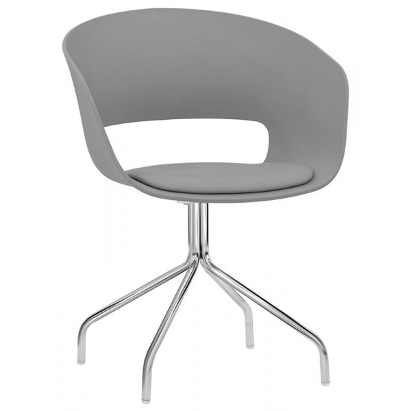 Indoor armchair TESR Chromed metal frame, polypropylene shell, synthetic leather pad. Model 1589-YG103