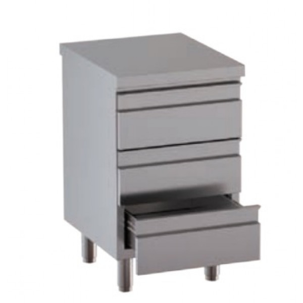 Stainless steel self-supporting cabinet with 3 drawers without upstand with worktop Model DSNCT057