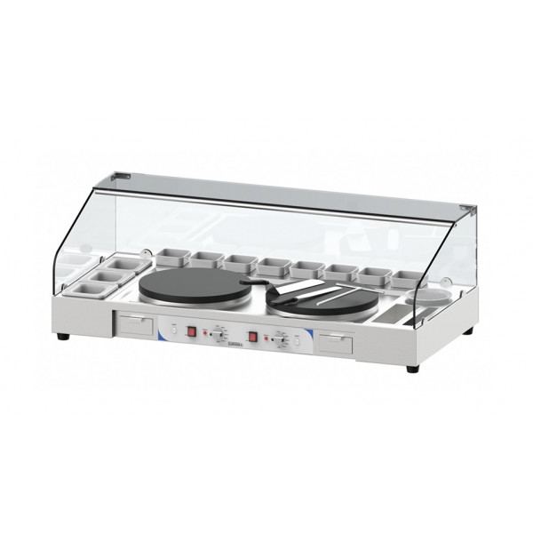 Double crepe maker serving station CLN Stainless steel structure Model CPACCD40E