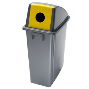 Waste bin for recycling with yellow front opening lid OFFICE 60 Grey bin MDL 60 L Model 114216