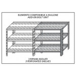 Stainless steel bolt shelving IXP 3 perforated shelves Modular element To add to existing element NOT FOR USE ALONE Polished finish Model SC515FC