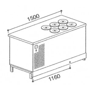 Ice cream counter for granite with reserve ETM Model BPGRAS150 Semifinished by panelling N. 6 static wells