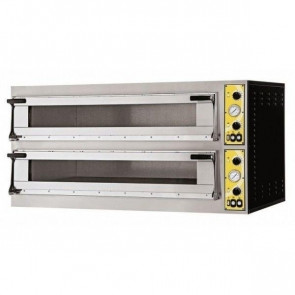 Electric mechanical pizza oven PF 2 cooking chambers N. Pizzas 6 + 6(Ø cm 40) or N.3 + 3 Trays in horizontal position 60X40 Model MIZAR 66L GLASS