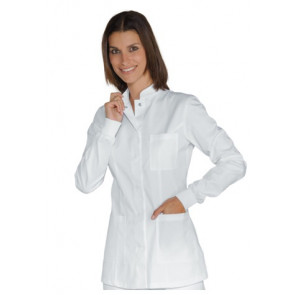 Woman Portofino blouse LONG SLEEVE with Knitted Wrist 65% Polyester 35% Cotton WHITE in different sizes Model 002800P
