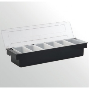 Condiment Holder in plastic 6 spaces with lid Size cm: 50x16xh10 Model PCO6