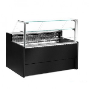 Refrigerated food counter ideal for cold cuts cheese and gastronomy Zoin Model Porthos PL300PSCG Straight glass opening upwards Ventilated refrigeration with reserve cell Built-in group