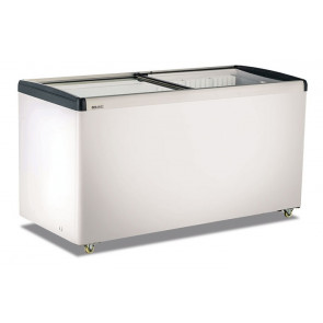 Static double temperature chest freezer with flat sliding glass lids Model FRC500PFF