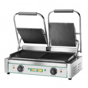 Electric cast iron panini grill Easyline by Model EG03M Upper surface: striped Lower surface: half smooth half striped Power 3600 W