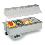 Heated drop in and built-in furniture with plexiglass cover Model SINFONIA 3 BAIN-MARIE Capacity 3 gastronorm containers Gn1/1