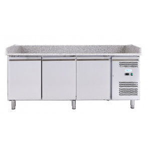 Stainless steel 201 Ventilated Refrigerated Pizza Counter ForCold Model G-PZ3600TN-FC 3 refrigerated doors