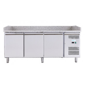 Stainless steel 201 Ventilated Refrigerated Pizza Counter ForCold Model G-PZ3600TN-FC 3 refrigerated doors