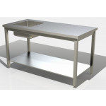 Stainless steel table with shelf Without upstand and Tub Model G1VS/D076