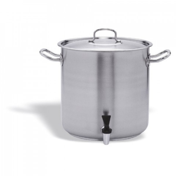 Stainless steel pot with stopcock and lid for induction cooker Capacity lt. 16.5 Size ø cm. 28x28h Model 108-028