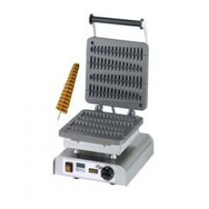 Single aluminum waffle maker machine TP SHAPE: n.4 waffles of 23x6x2,5 Cm, on a stick Power 2200W Model W-PS-LOLLY