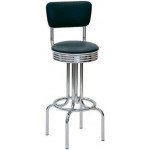 Indoor stool TESR Chromed metal frame Swivel seat Synthetic leather seat and backrest Model 245-B030