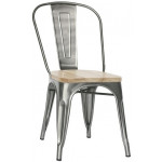 Stackable indoor chair TESR Powder coated metal frame with varnish Wood seat Model 1066-MC001TW