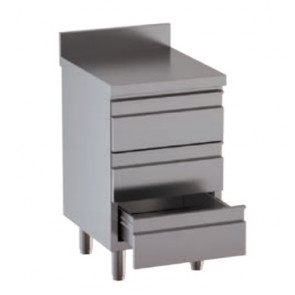 Stainless steel self-supporting cabinet with 3 drawers With upstand with worktop Model DSNCT057A