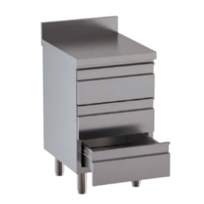 Stainless steel self-supporting chest of 3 drawers With upstand with worktop Model DSNCT057A