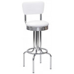 Indoor stool TESR Chromed metal frame Swivel seat Synthetic leather seat and backrest Model 245-B030