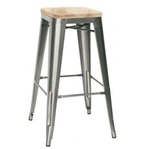 Stackable indoor stool TESR Powder coated metal frame with varnish Wood seat Model 1067-MC012TW