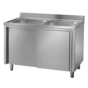 Stainless steel cupboard sink two tubs Model A2V146