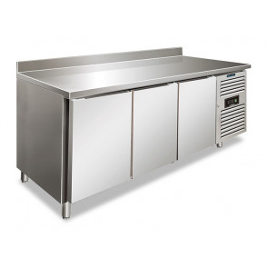 Ventilated refrigerated counter with backsplash Model SNACK3200TNF Three doors