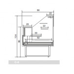 Neutral Food counter ideal for dry pastry Zoin Model Colorado CO140NNNG Straight tempered glass