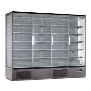 Ventilated 3 sided glasses, four door multideck cooler. Positive temperature. Model VISION 250