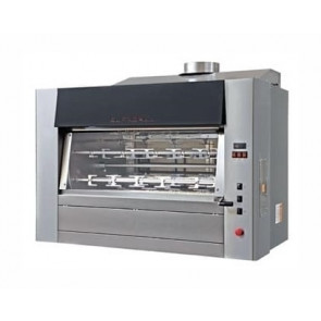 Wood-fueled planetary rotisserie ENG Model LEGNA84P Capacity N. 84 Chickens Stainless steel planetary discs n. 8+ 4 spits cm 111,5