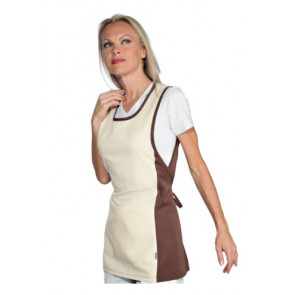 Lady Papeete apron 100% Polyester cream + brown Model 013017
