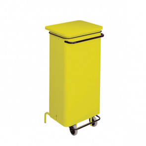 Metal mobile waste bin with pedal - Waste bin MDL yellow epoxy coating CONTICOLOR Model 791226
