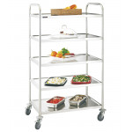 Stainless steel service trolley CLN 5 shelves Model CCI5