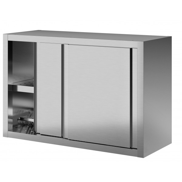 Dish drainer hanging cabinet with sliding doors stainless steel Model PPA140VT
