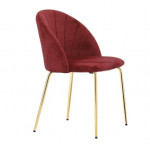 Indoor chair TESR Metal frame gold effect, padded seat and backrest, velvet or synthetic leather covering, adjustable feet Model 468-DC91