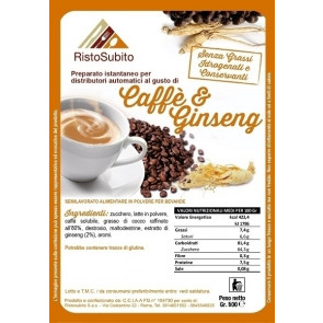 Powdered preparation for automatic machines with flavour Coffee & Ginseng Packs of gr 500 in cartons of 20 bags Model 616