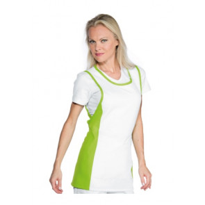 Lady Papeete apron 100% Polyester White and apple green Model 013126