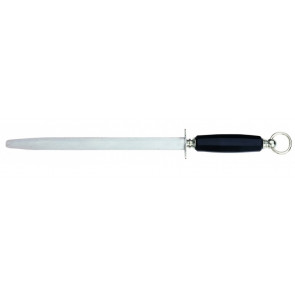 Oval steel knife sharpener Tempered AISI 420 stainless steel blade with conical sharpening, satin finish.  Handle in rubberized non-toxic material, anti-slip and dishwasher safe. Blade Cm 30 Model CL1247