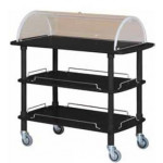 Wooden service trolley Glossy black with plexiglass dome Model CLC2013N Three shelves