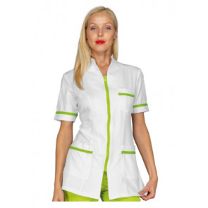 Woman Florida blouse SHORT SLEEVE 100% Polyester WHITE + APPLE GREEN available in different sizes Model 002526