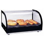 Heated countertop display Model DHN300 N. 1 shelf Tempered glass sides and curved glass front Heating system with resistance